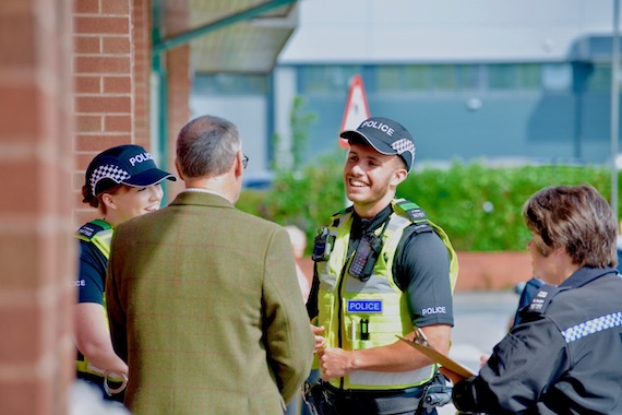 Derbyshire Constabulary Jobs | Careers Website | White Female and Black Male Police Officers Talking to Public Image.jpg
